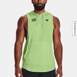 Project Rock “Show your Work” Under Armour Lime Green Sleeveless Hoodie